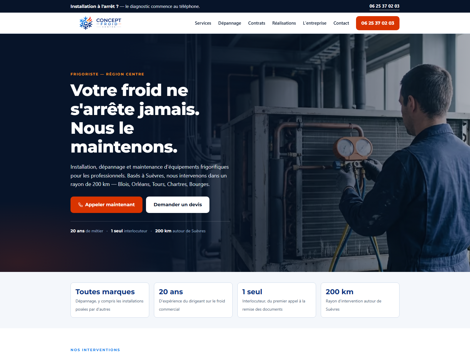 Concept Froid Centre — Site vitrine · Frigoriste